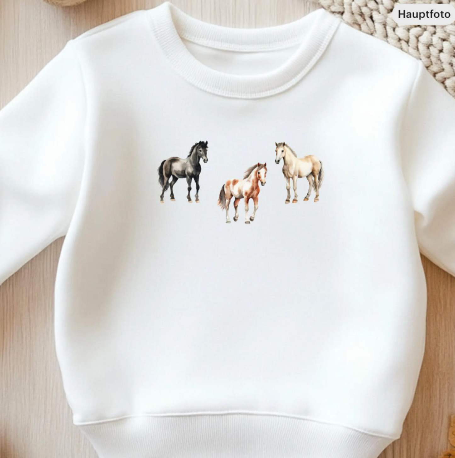 Bügelbild Pferde Familie Aquarell Braun Klein Kinder