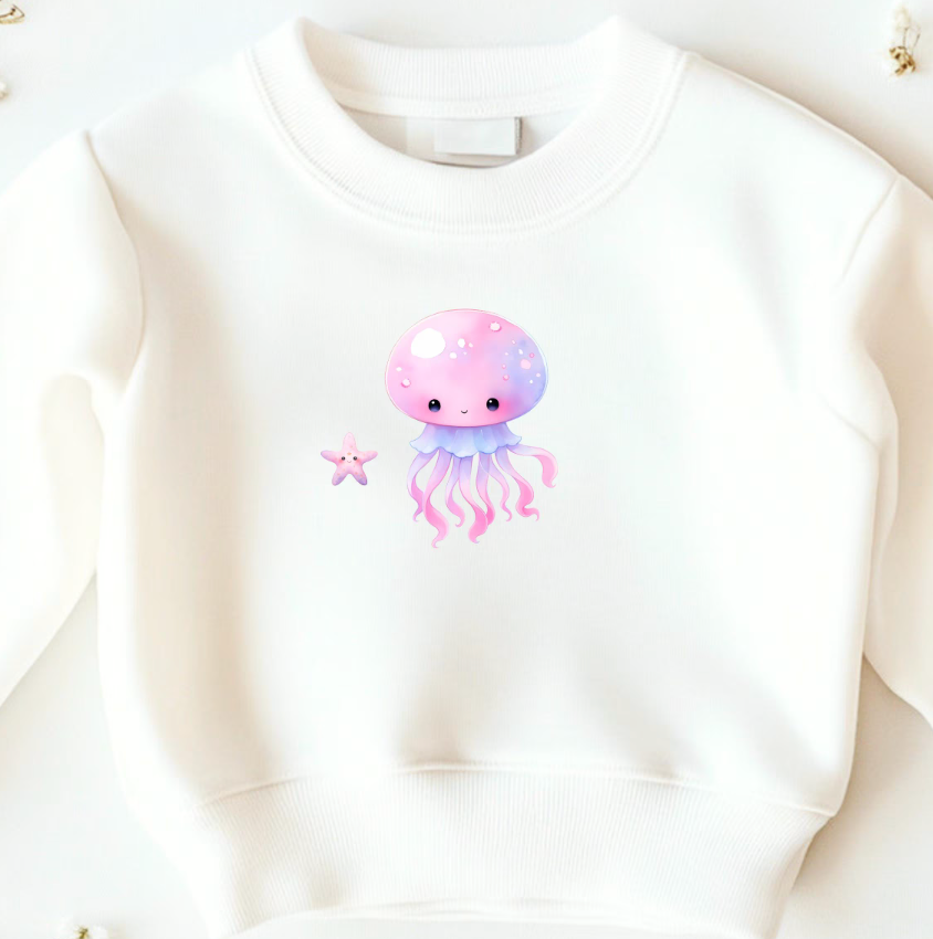 Bügelbild Qualle Aquarell Lila Rosa Klein Kinder