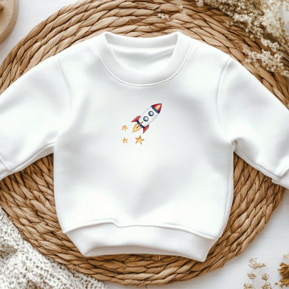 Bügelbild mit kleiner Rakete und Sternen zum Aufbügeln für Kinderkleidung