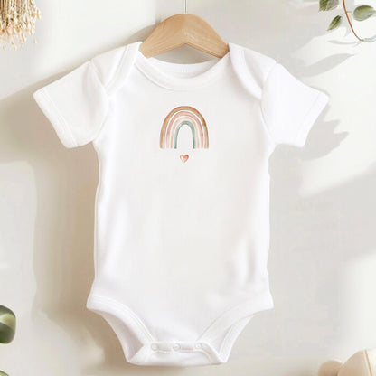 Bügelbild Regenbogen Aquarell Pastell Rosa Beige Klein Baby
