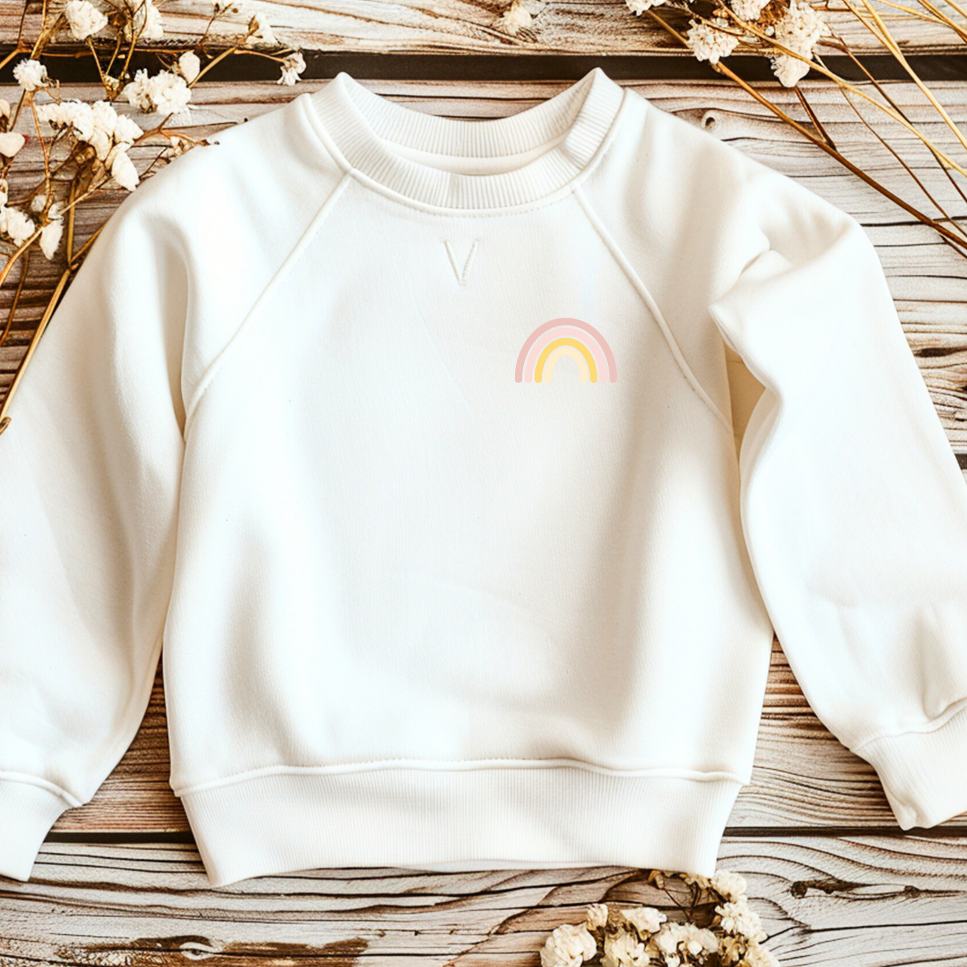 Bügelbild mit Regenbogen-Motiv im Retro-Stil in Pastellfarben zum Aufbügeln für Kinderkleidung