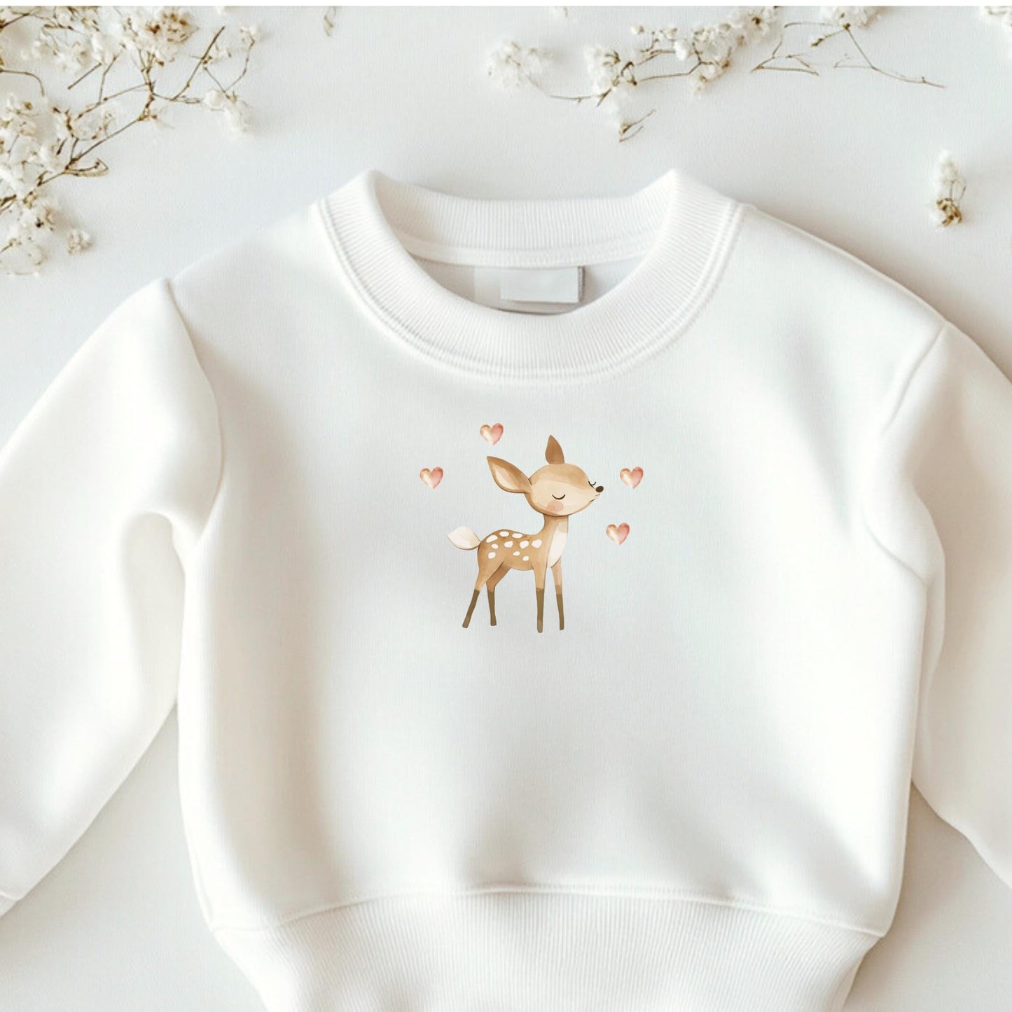 Bügelbild Reh Aquarell Beige Braun Klein Baby Kinder
