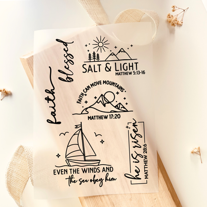 Bügelbild Set Christlich Salt and Light Faith Line Art Schwarz