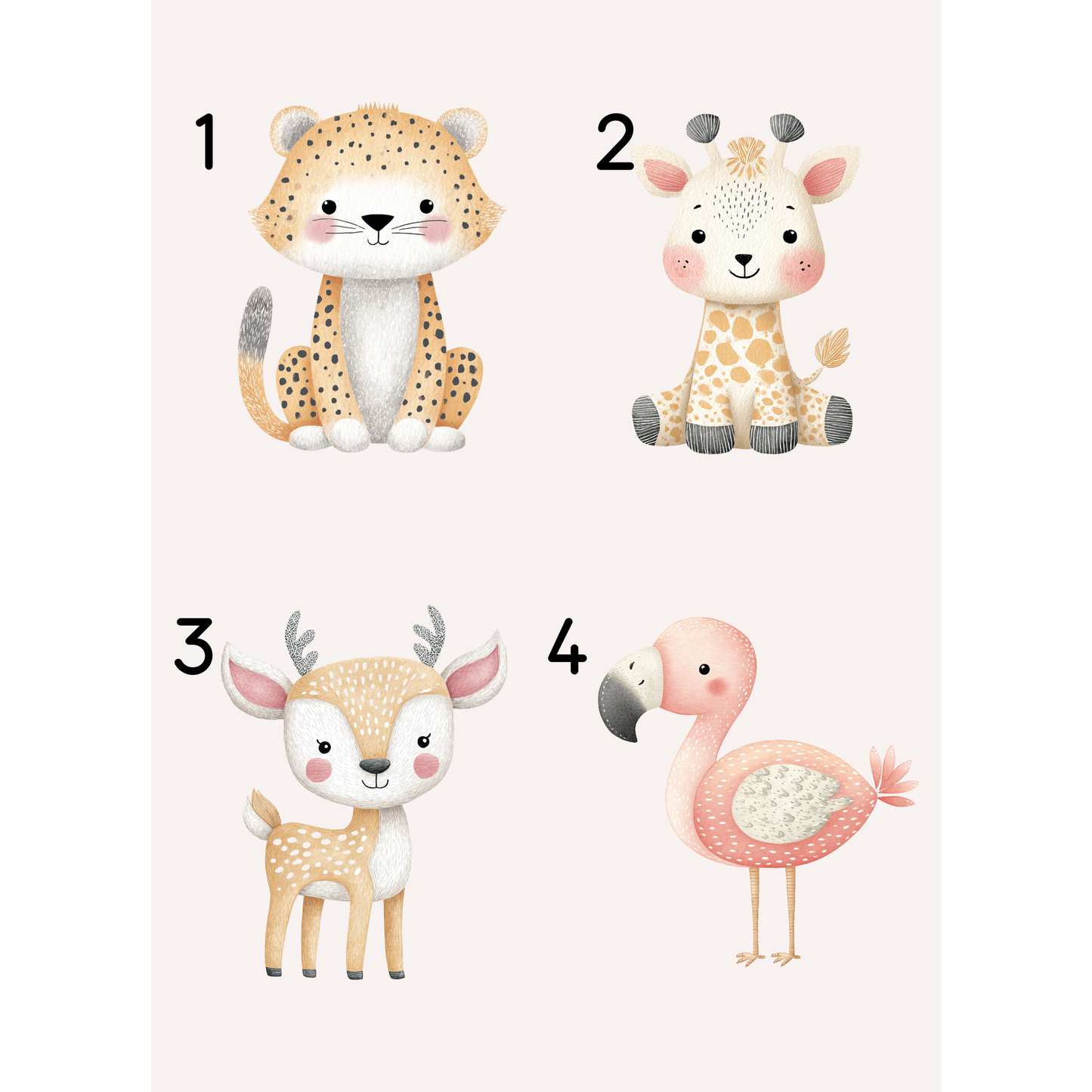 Bügelbild Set Tiere Leopard Giraffe Reh Flamingo Aquarell Kinder