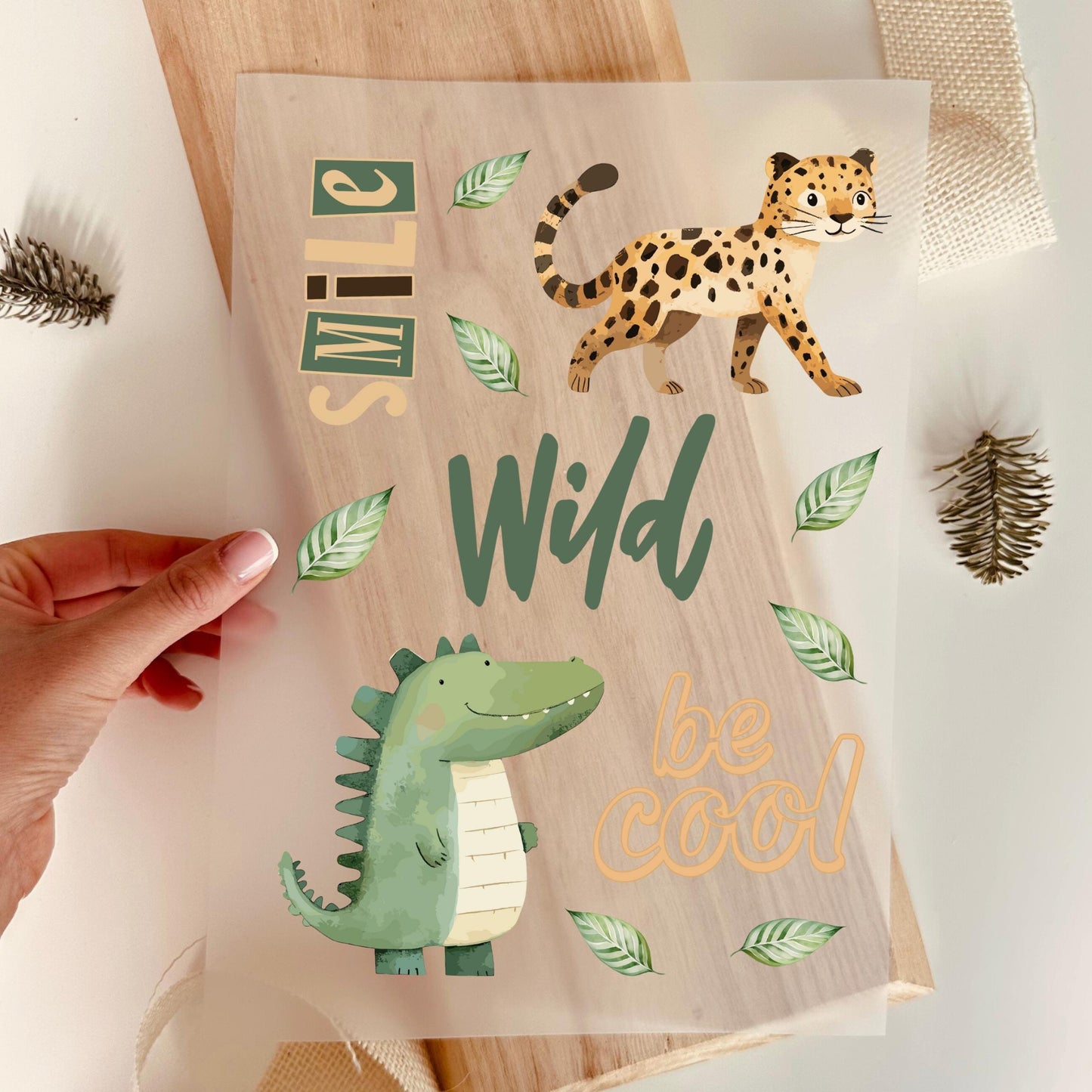 Bügelbild Set Wild Smile Be Cool Leopard Krokodil Dschungel Grün Kinder