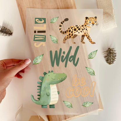 Bügelbild Set Wild Smile Be Cool Leopard Krokodil Dschungel Grün Kinder