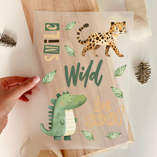 Bügelbild Set Wild Smile Be Cool Leopard Krokodil Dschungel Grün Kinder
