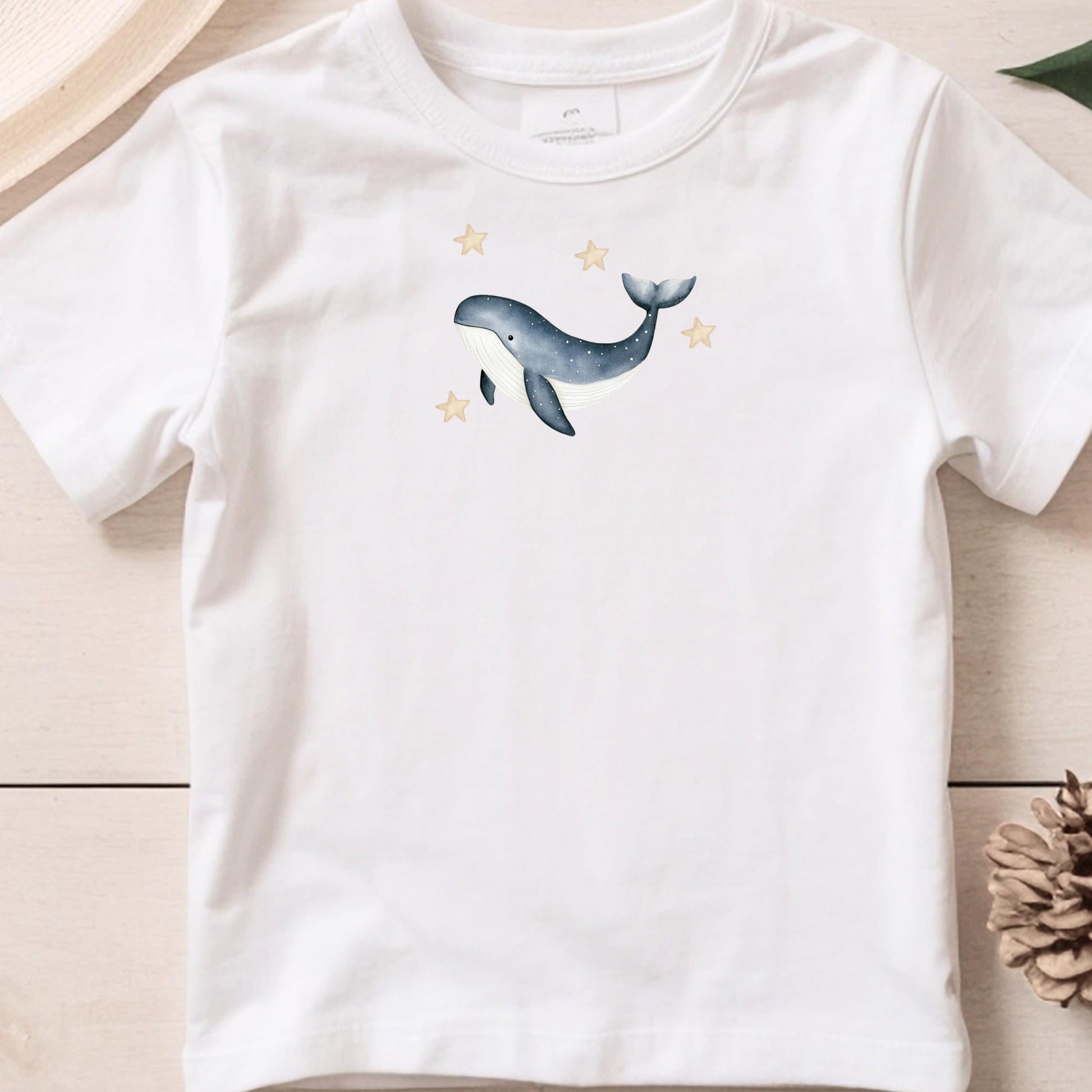 Bügelbild Wal Aquarell Blau Grau Klein Kinder