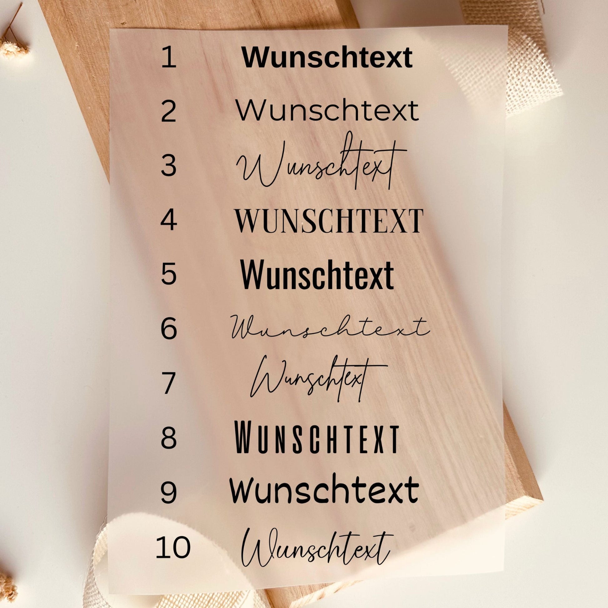 Bügelbild mit Wunschtext in 10 verschiedenen Schriftarten zur Auswahl