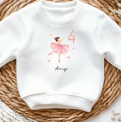 Bügelbild Zahl 4 Ballerina Rosa Personalisiert mit Name Kinder Geburtstag
