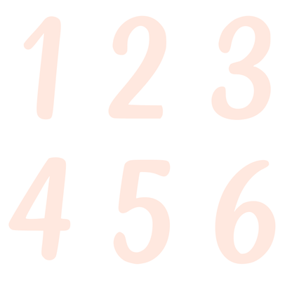 Bügelbild Zahlen Set 1 bis 6 Apricot Pastell Kinder Geburtstag