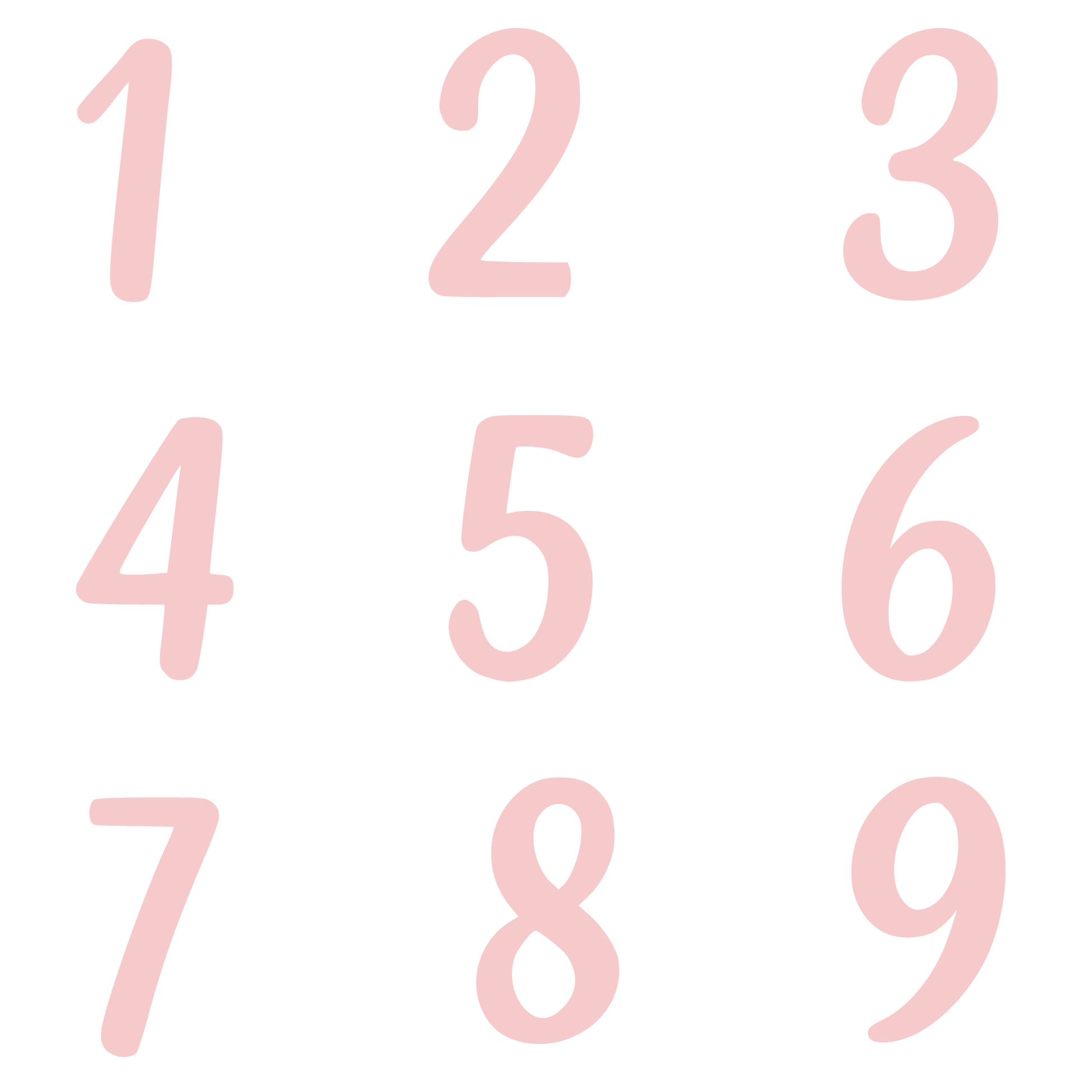 Bügelbild Zahlen Set 1 bis 9 Apricot Pastell Kinder Geburtstag