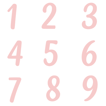 Bügelbild Zahlen Set 1 bis 9 Apricot Pastell Kinder Geburtstag