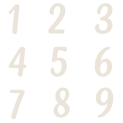 Bügelbild Zahlen Set 1 bis 9 Beige Pastell Kinder Geburtstag
