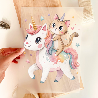 Einhorn Katze Bügelbild für Kinder – Motiv auf Transferfolie