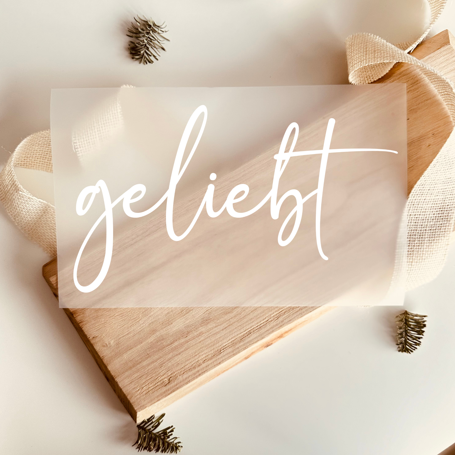 Bügelbild geliebt Schriftzug christlich