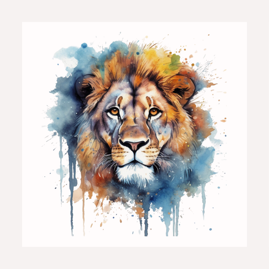 Bügelbild Löwe Aquarell bunt