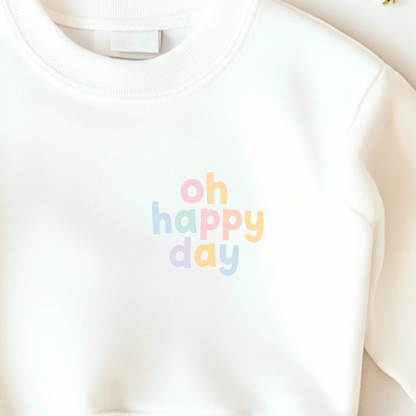 Oh Happy Day Bügelbild – Pastell Schriftzug Aufbügler