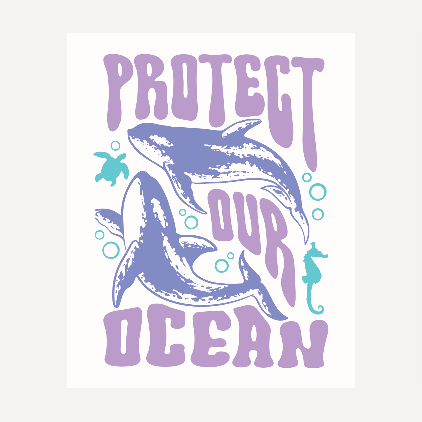 Protect Our Ocean Bügelbild – Wal Motiv für Erwachsene & Teenager