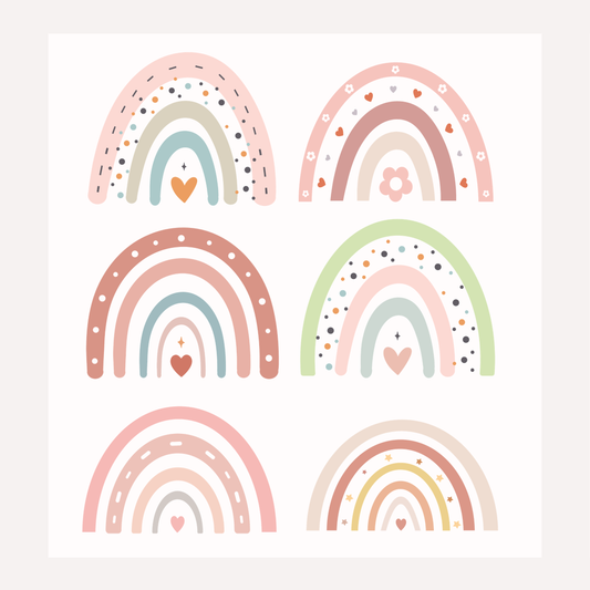 Bügelbild Regenbogen Set Boho Mädchen