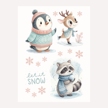 15 Iron-on Winter Patches – Penguin, Deer, Badger & Snowflakes